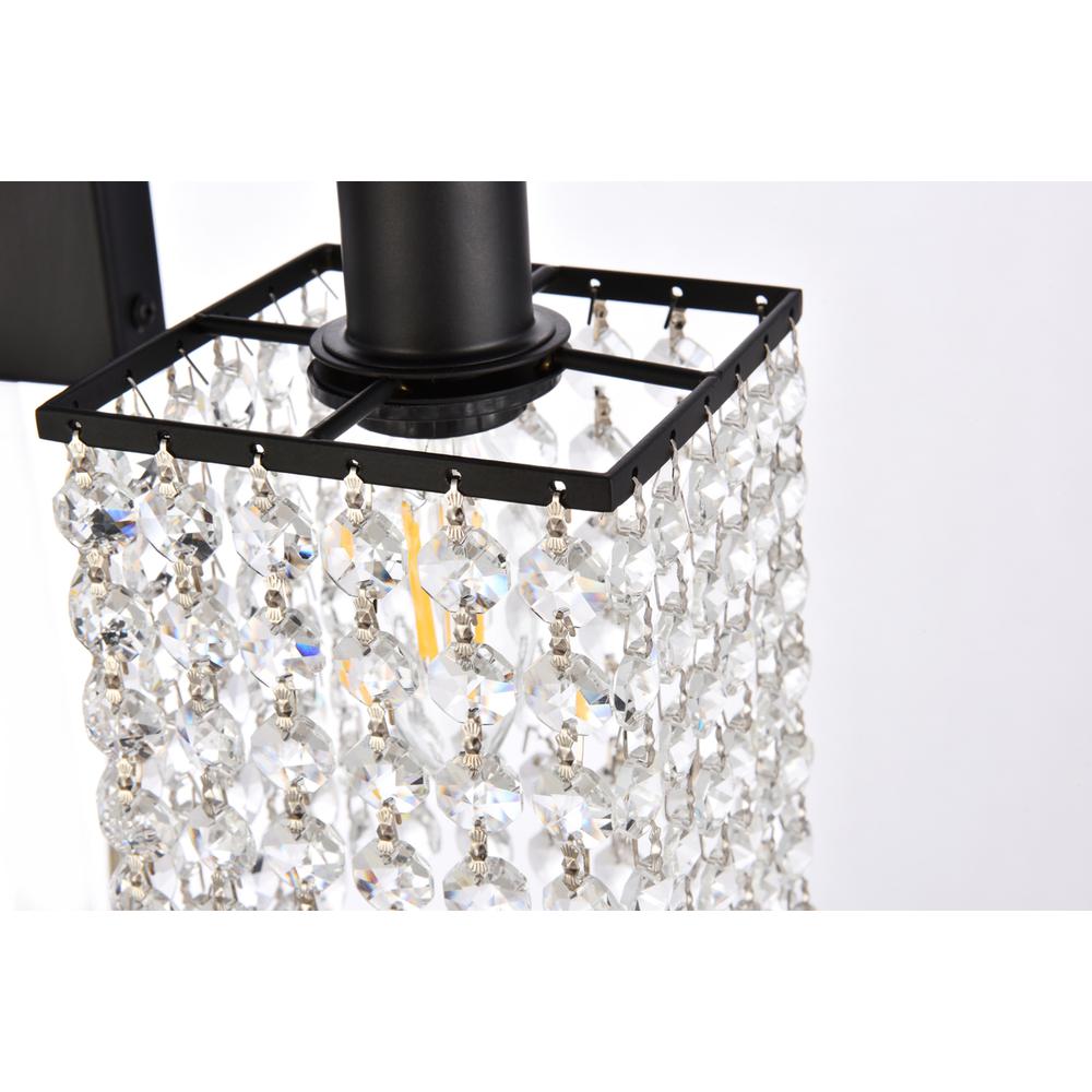 Phineas 2 Lights Bath Sconce In Black With Clear Crystals. Picture 6