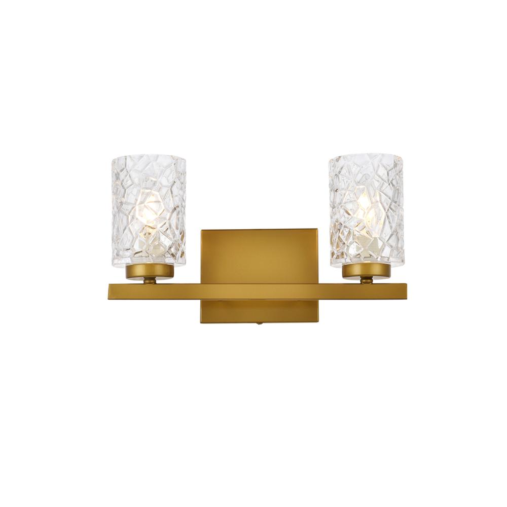 Cassie 2 Lights Bath Sconce In Brass With Clear Shade. Picture 1