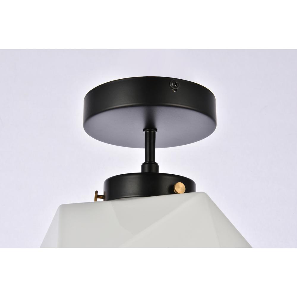 Lawrence 1 Light Black And White Glass Flush Mount. Picture 3