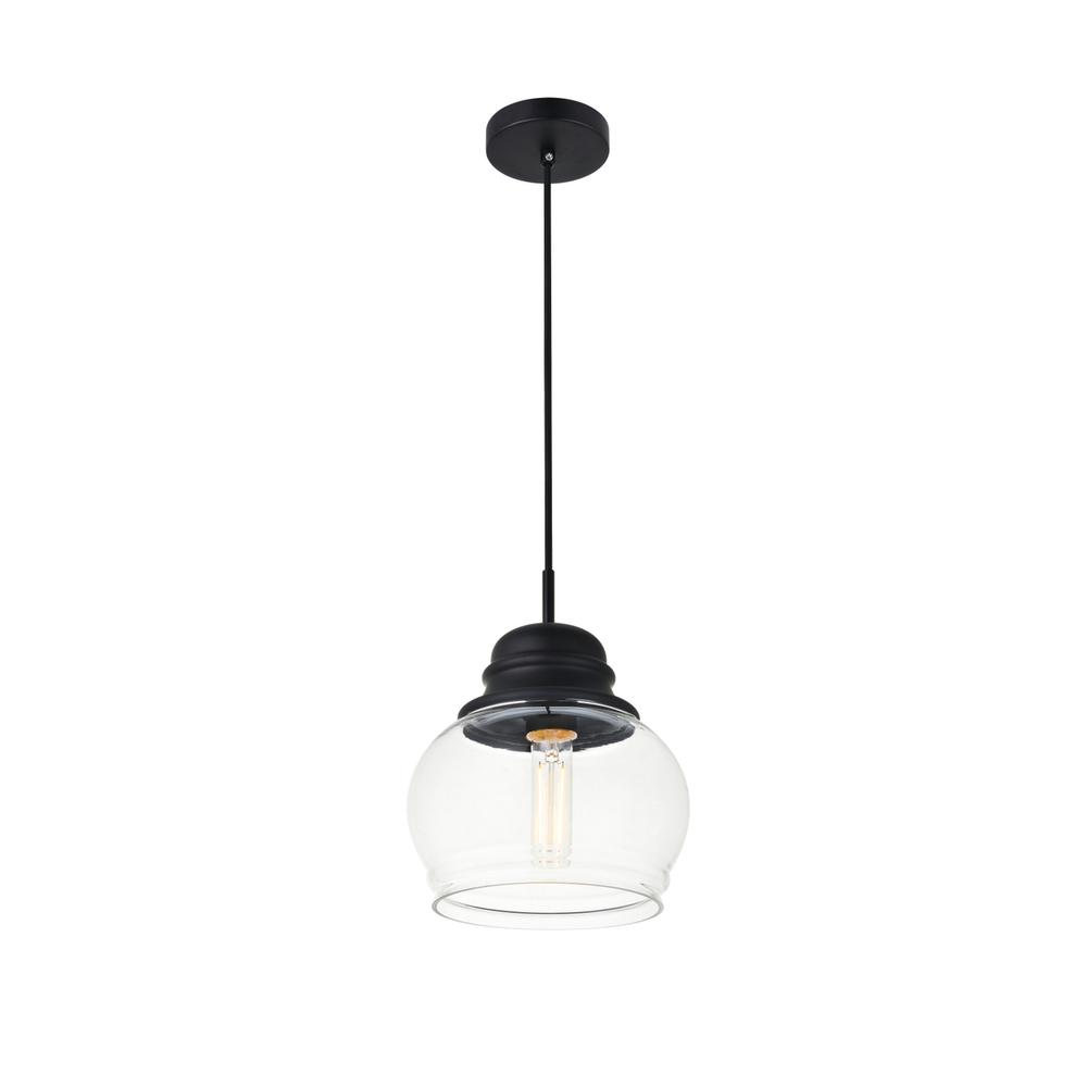 Kenna 1 Light Black Pendant With Clear Glass. Picture 2