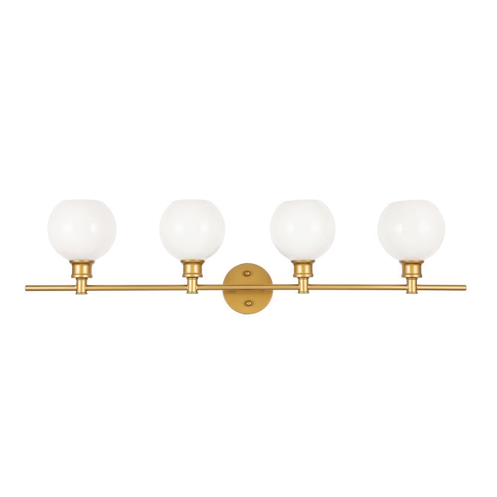 Collier 4 Light Brass And Frosted White Glass Wall Sconce. Picture 2