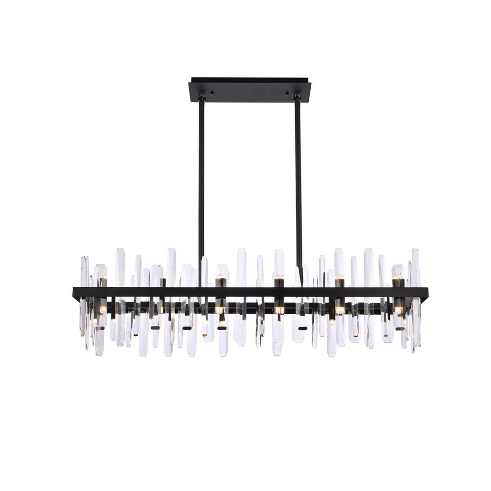 Serena 42 Inch Crystal Rectangle Chandelier In Black. Picture 1