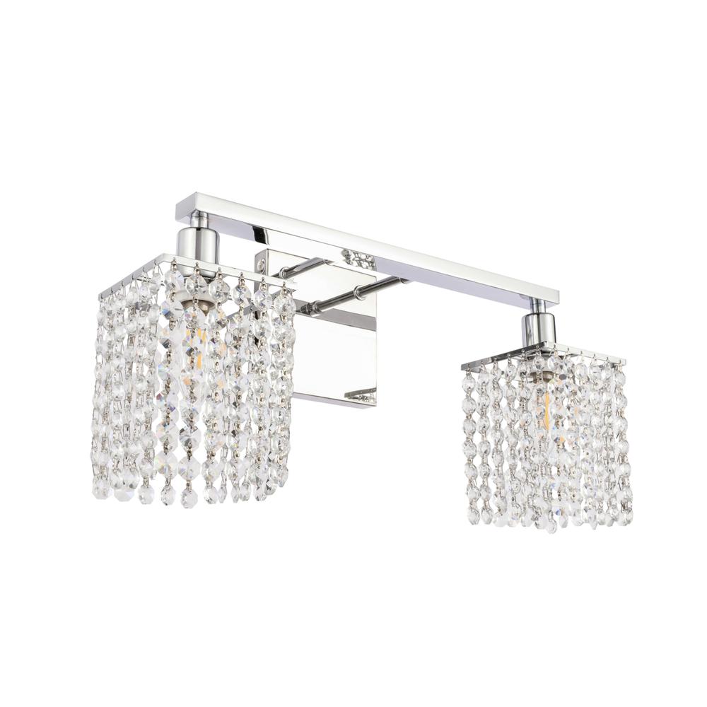 Phineas 2 Light Chrome And Clear Crystals Wall Sconce. Picture 5