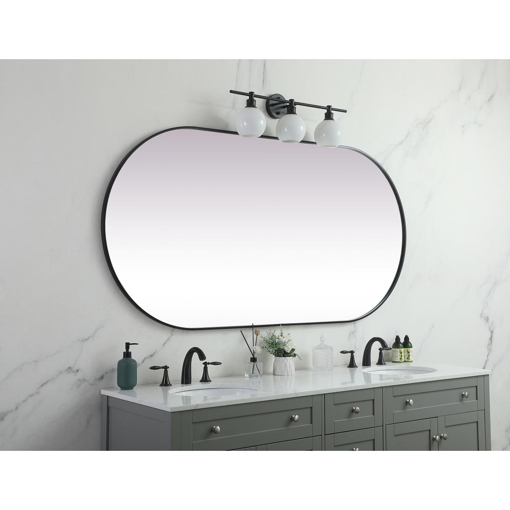 Metal Frame Oval Mirror 36X72 Inch In Black. Picture 4
