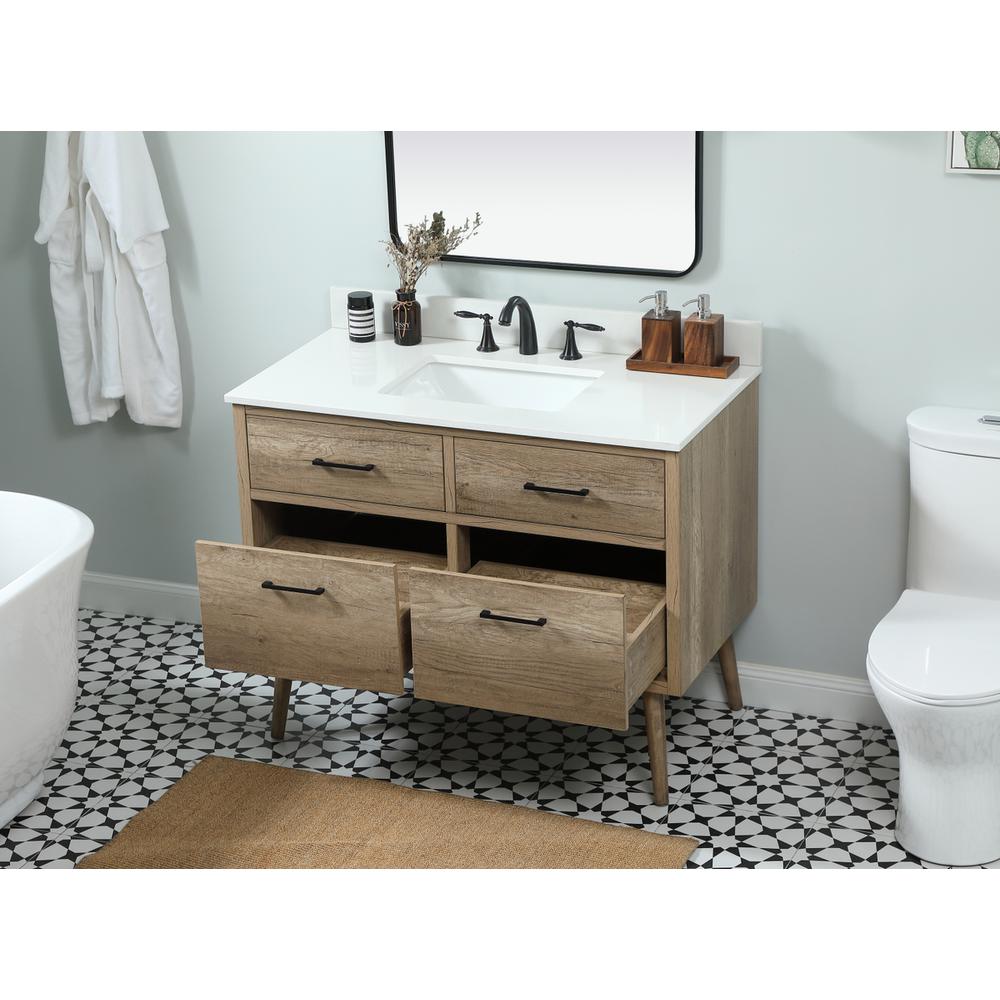 42 Inch Single Bathroom Vanity In Natural Oak With Backsplash. Picture 3