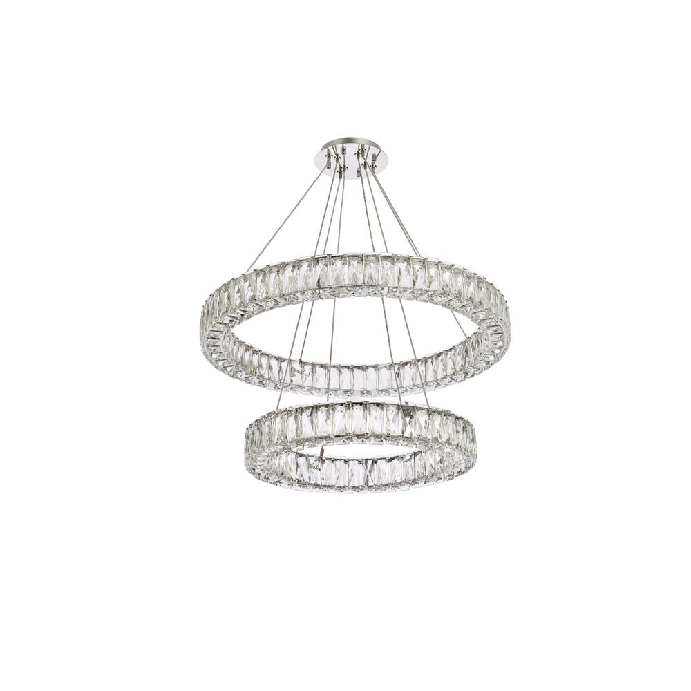 Monroe 28 Inch Led Double Ring Chandelier In Chrome. Picture 6