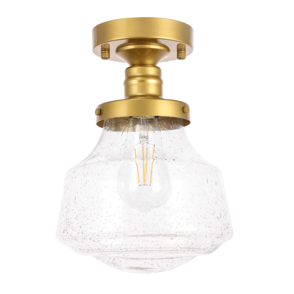 Lyle 1 Light Brass And Clear Seeded Glass Flush Mount. Picture 4