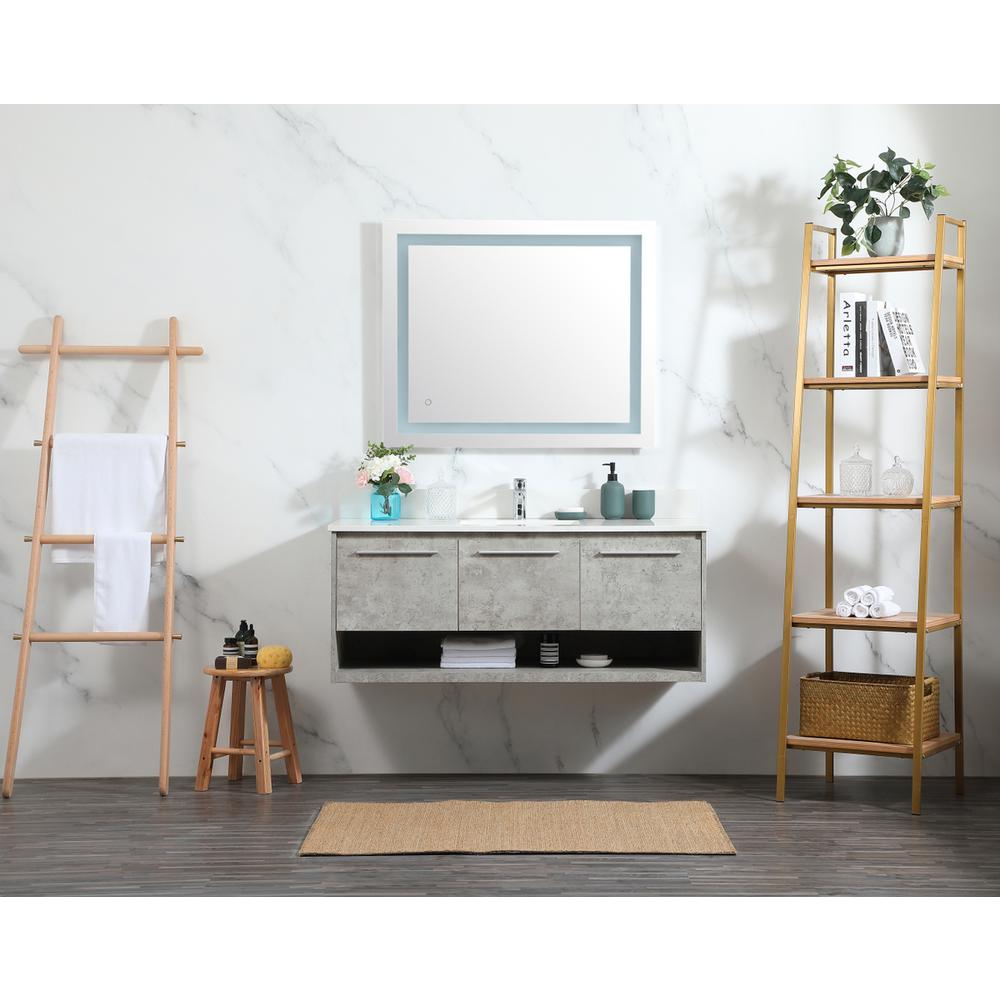 48 Inch Single Bathroom Vanity In Concrete Grey With Backsplash. Picture 4