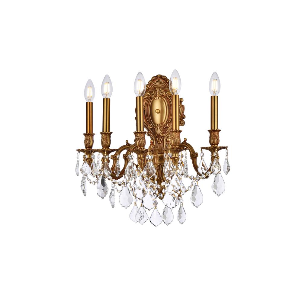 Monarch 5 Light French Gold Wall Sconce Clear Royal Cut Crystal. Picture 2