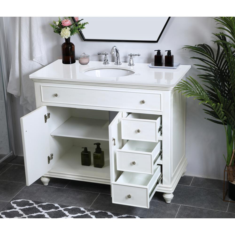 42 Inch Single Bathroom Vanity In Antique White. Picture 4