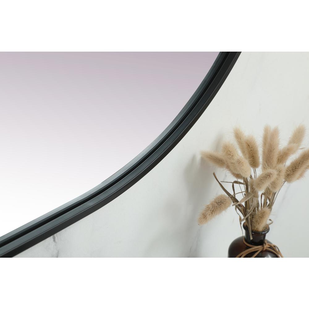 Metal Frame Oval Mirror 30X72 Inch In Black. Picture 6