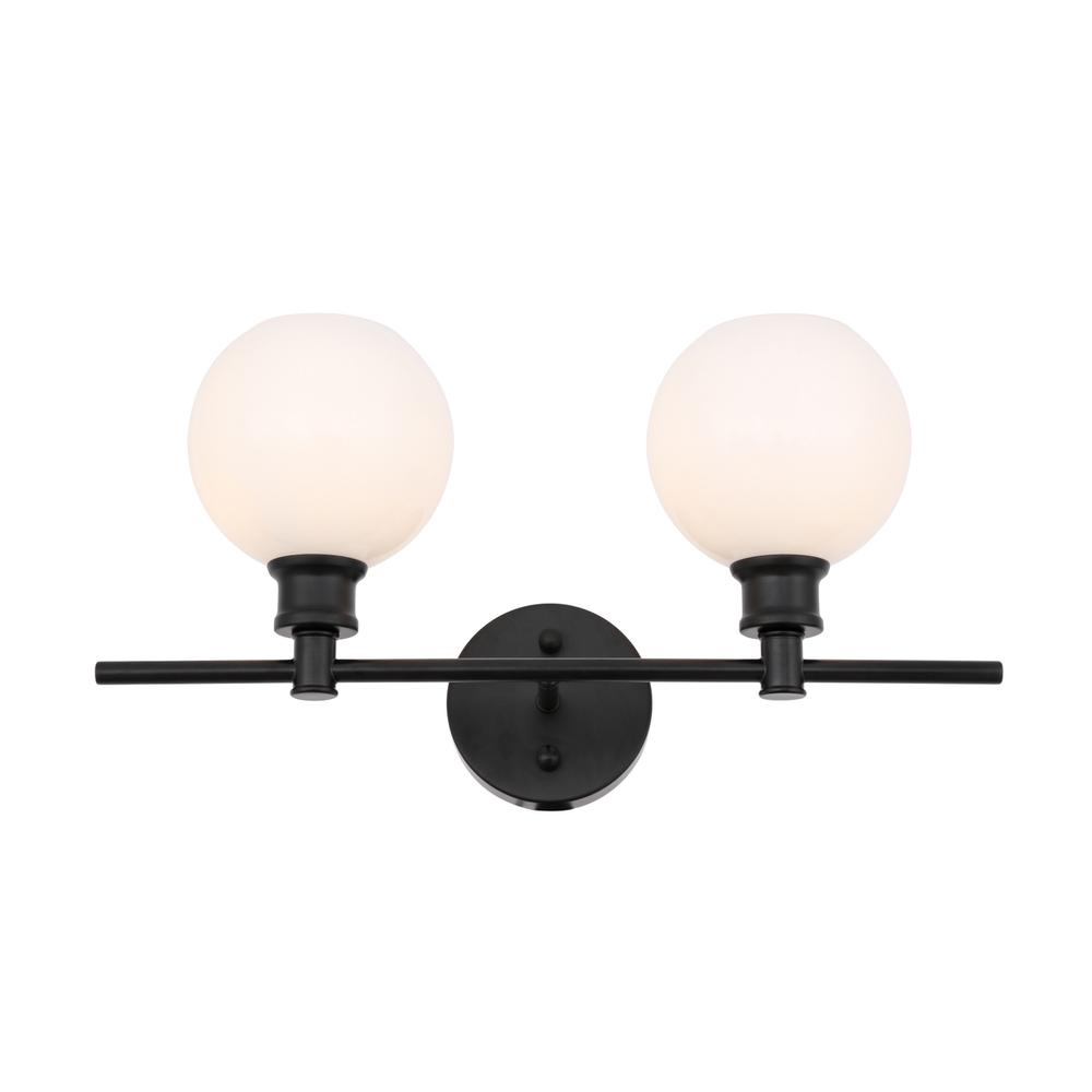 Collier 2 Light Black And Frosted White Glass Wall Sconce. Picture 3