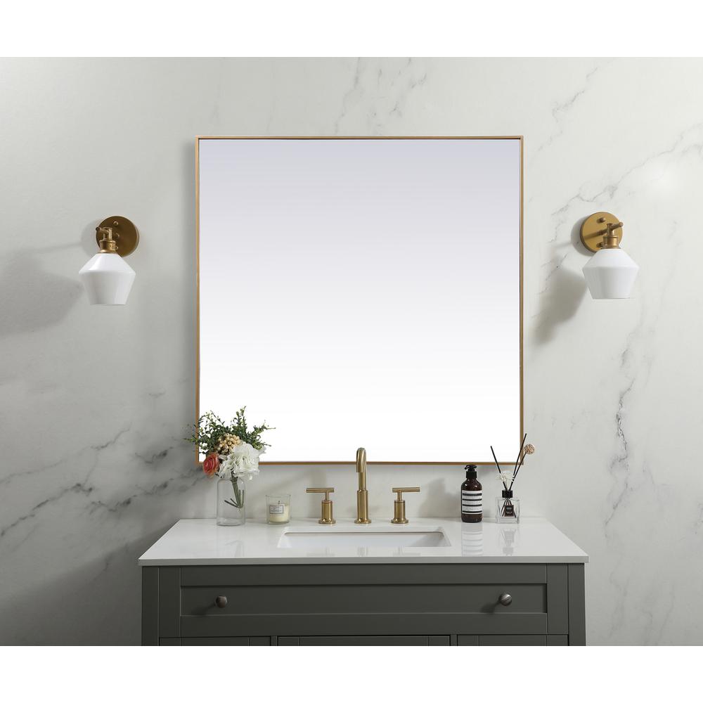 Metal Frame Square Mirror 48 Inch In Brass. Picture 9