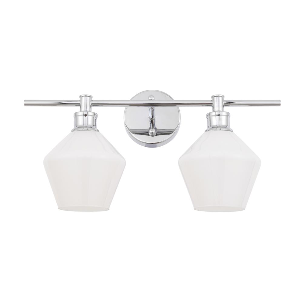 Gene 2 Light Chrome And Frosted White Glass Wall Sconce. Picture 12
