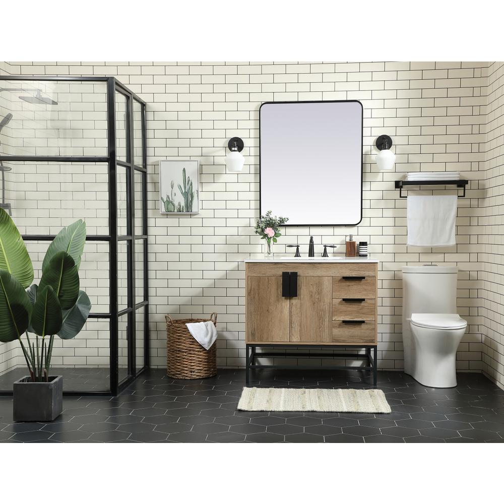36 Inch Single Bathroom Vanity In Natural Oak. Picture 4