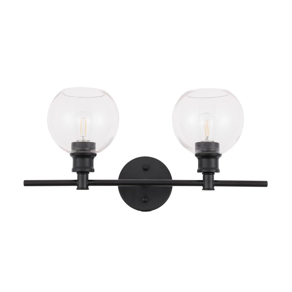 Collier 2 Light Black And Clear Glass Wall Sconce. Picture 2