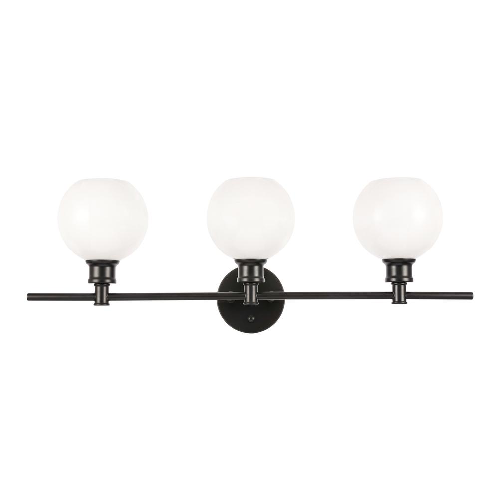Collier 3 Light Black And Frosted White Glass Wall Sconce. Picture 2