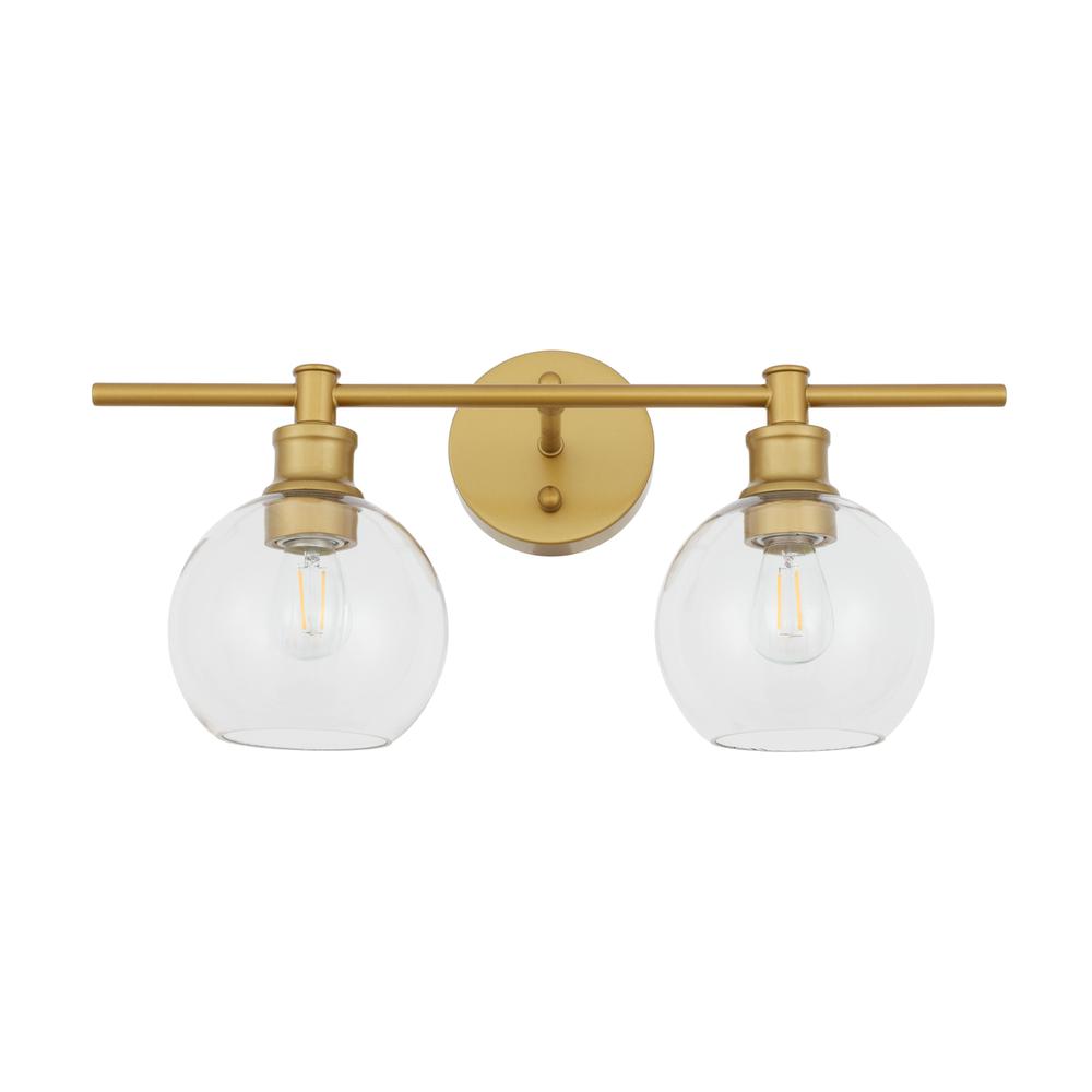 Collier 2 Light Brass And Clear Glass Wall Sconce. Picture 12