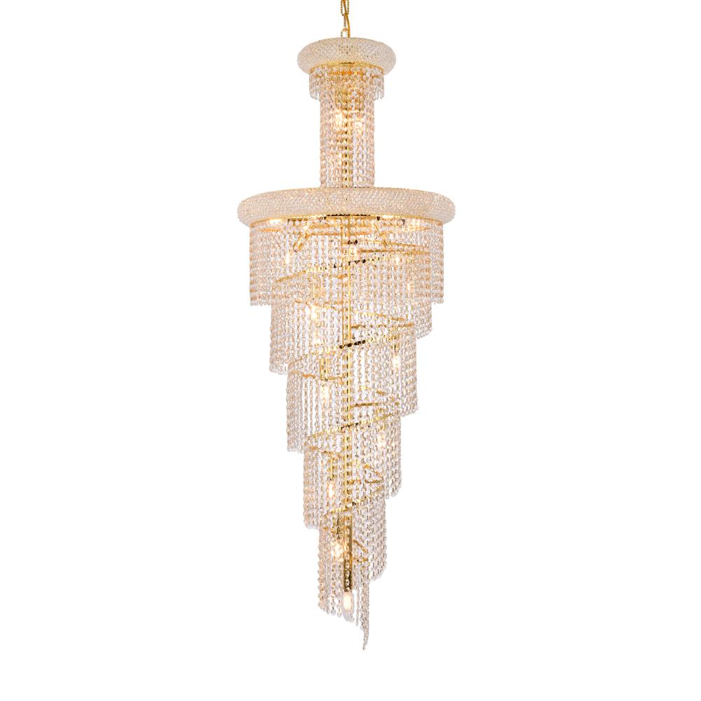 Spiral 22 Light Gold Chandelier Clear Royal Cut Crystal. Picture 2