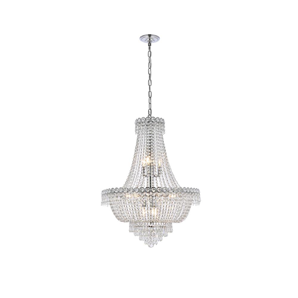 Century 12 Light Chrome Chandelier Clear Royal Cut Crystal. Picture 1