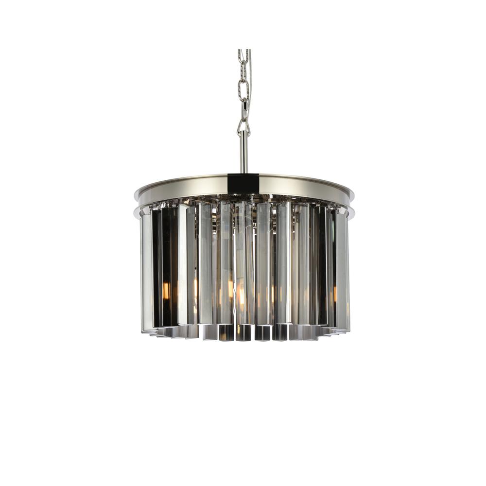 Sydney 3 Light Polished Nickel Pendant Silver Shade (Grey) Royal Cut Crystal. Picture 2