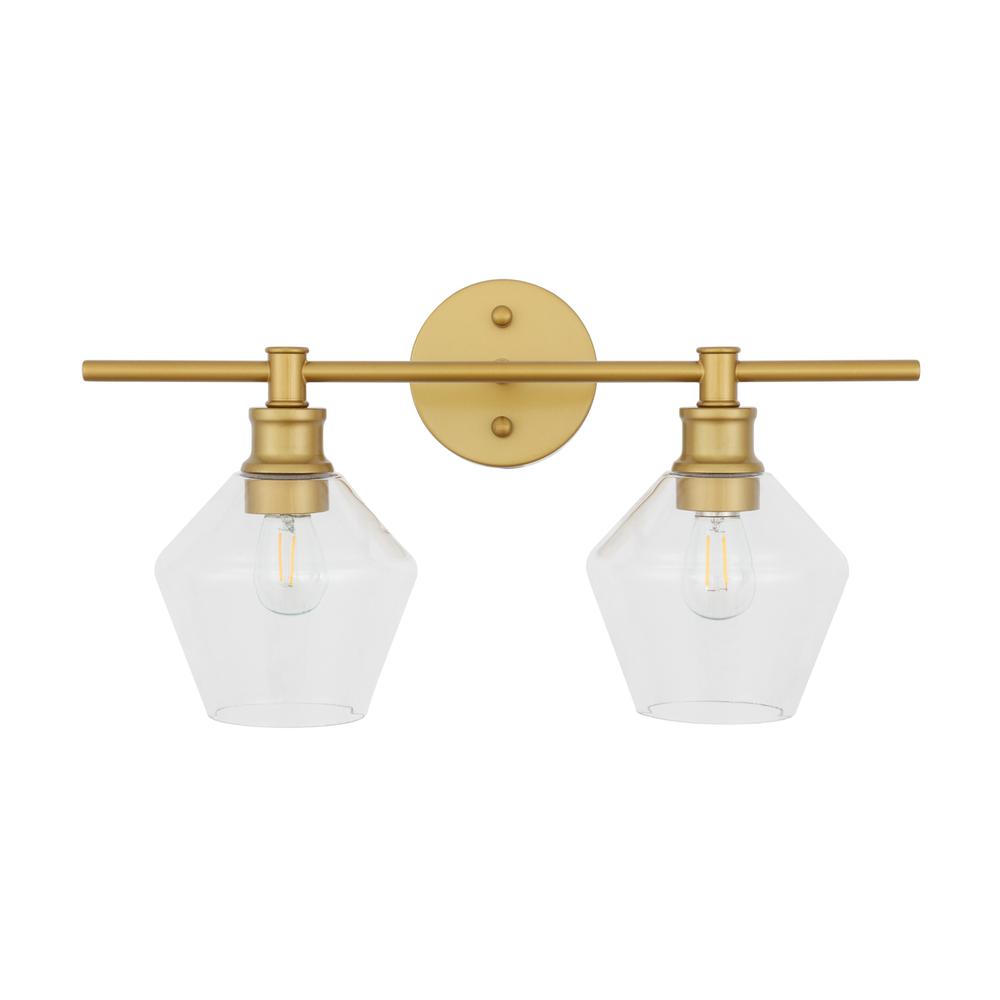 Gene 2 Light Brass And Clear Glass Wall Sconce. Picture 10