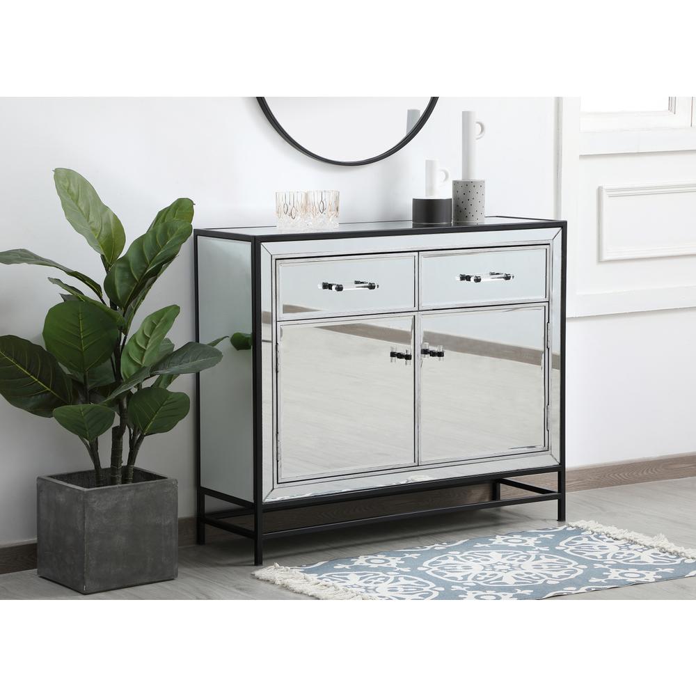 James 38 In. Mirrored Cabinet In Black. Picture 2