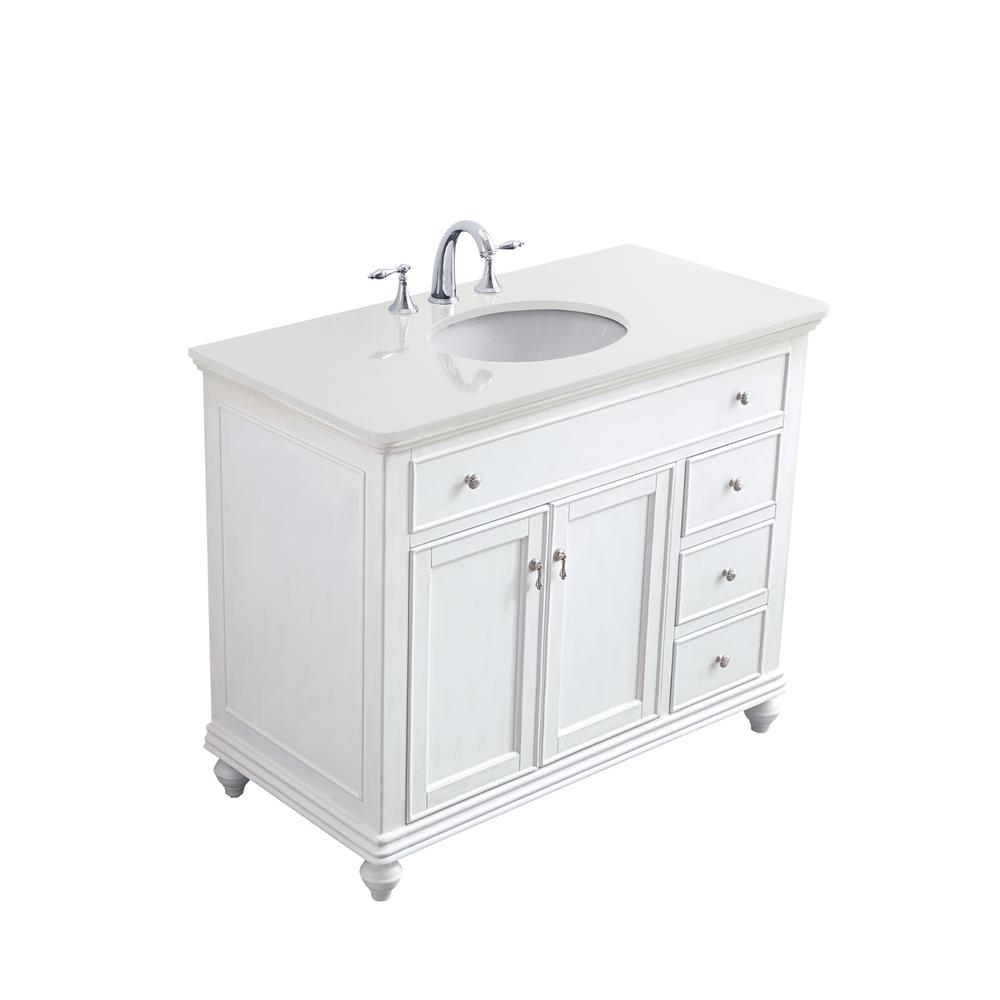 42 Inch Single Bathroom Vanity In Antique White. Picture 11