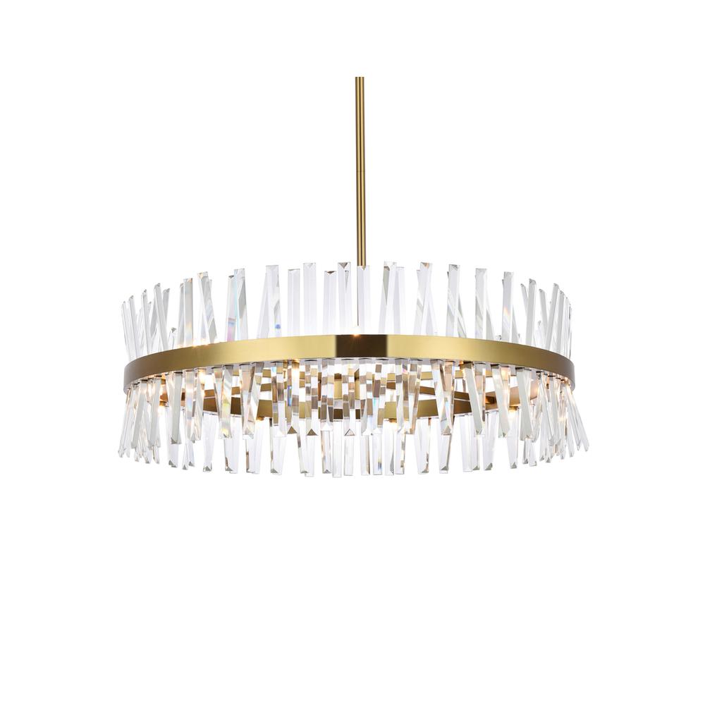 Serephina 36 Inch Crystal Round Chandelier Light In Satin Gold. Picture 2