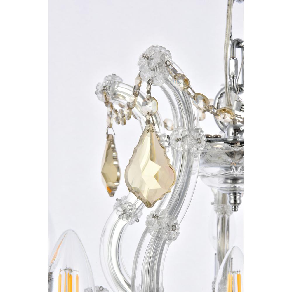 Maria Theresa 6 Light Chrome Pendant Golden Teak (Smoky) Royal Cut Crystal. Picture 5