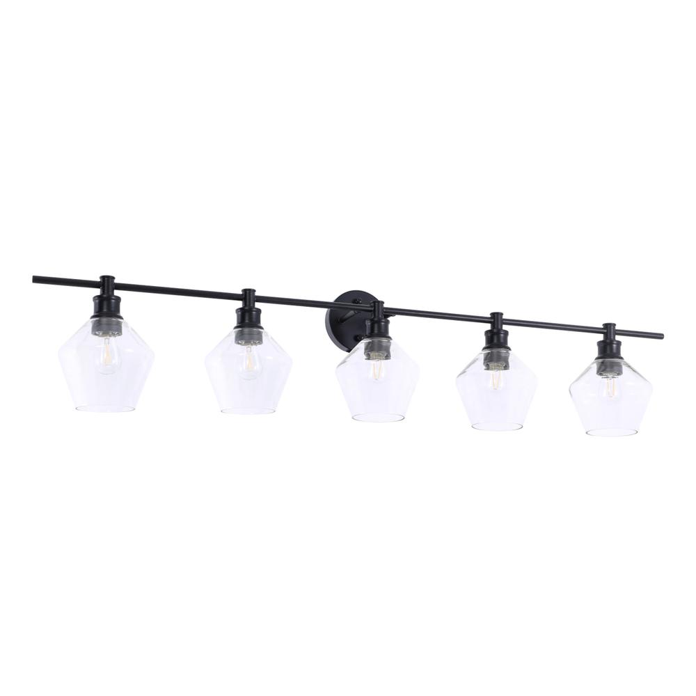 Gene 5 Light Black And Clear Glass Wall Sconce. Picture 12