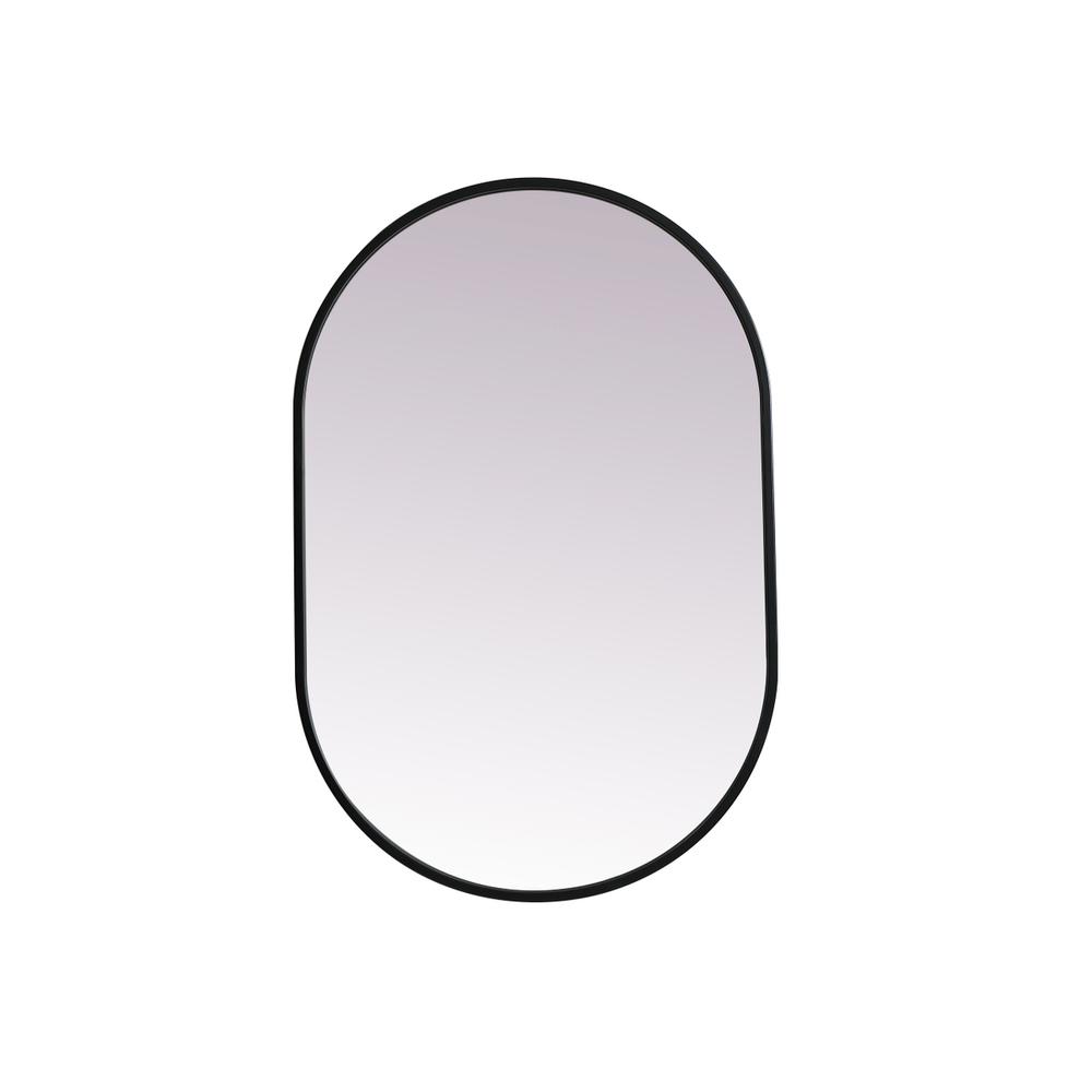 Metal Frame Oval Mirror 20X30 Inch In Black. Picture 1