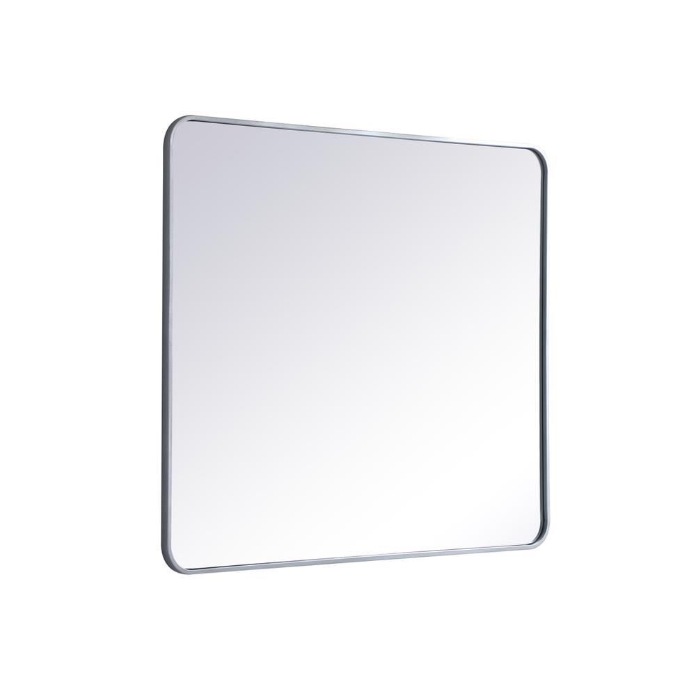 Soft Corner Metal Rectangular Mirror 36X40 Inch In Silver. Picture 5