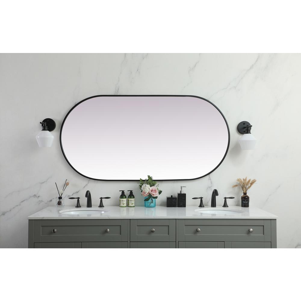 Metal Frame Oval Mirror 30X60 Inch In Black. Picture 3