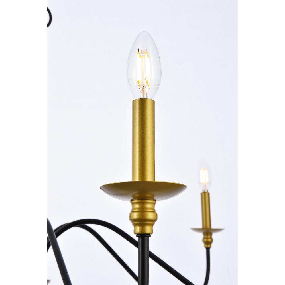 Rohan 42 Inch Chandelier In Matte Black And Brass. Picture 5