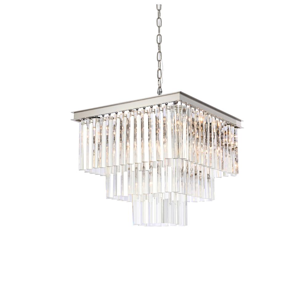 Sydney 21.5 Inch Square Crystal Chandelier In Polished Nickel. Picture 2
