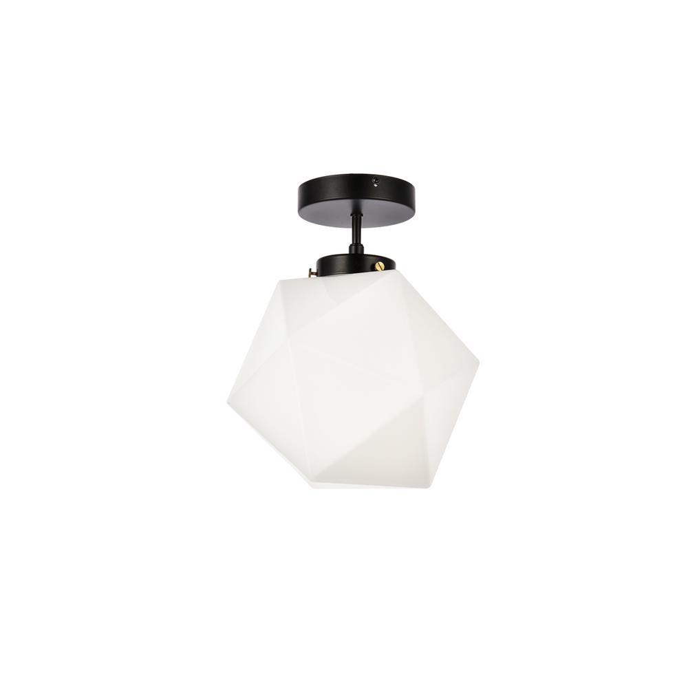 Lawrence 1 Light Black And White Glass Flush Mount. Picture 6