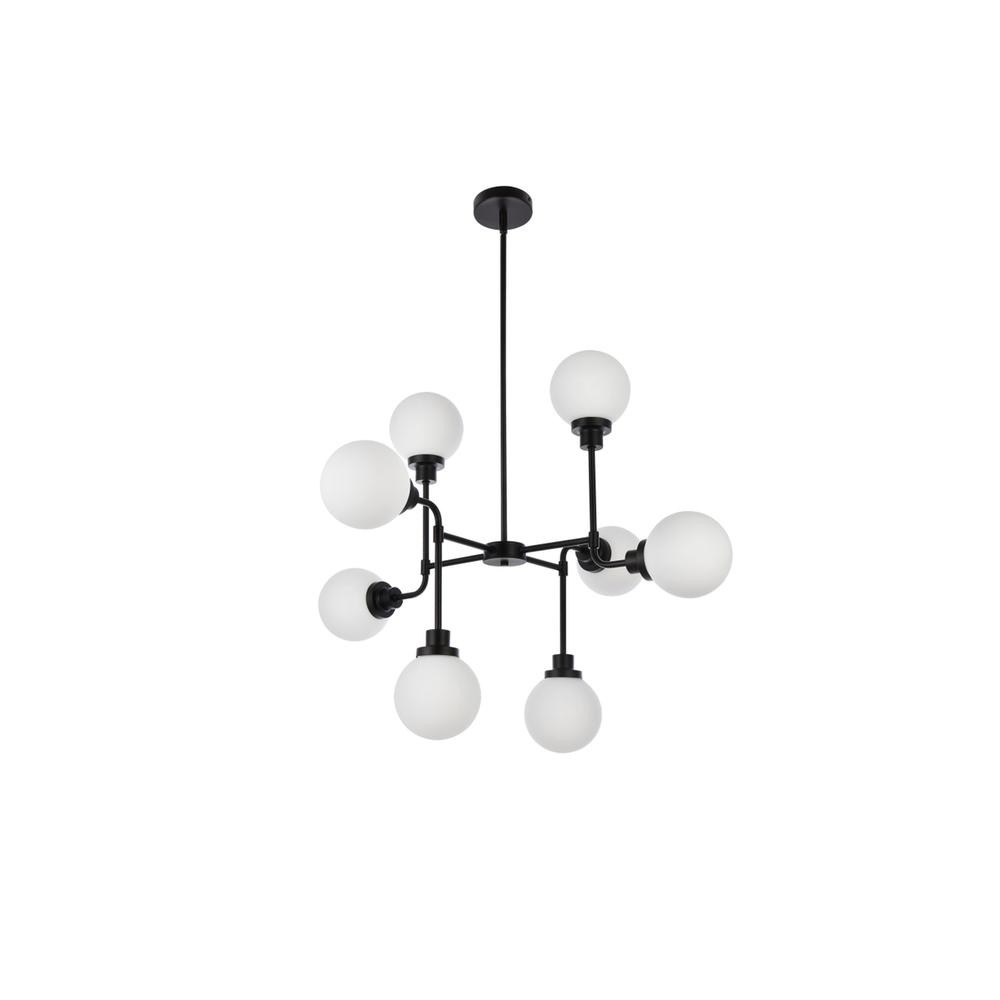 Hanson 8 Lights Pendant In Black With Frosted Shade. Picture 6