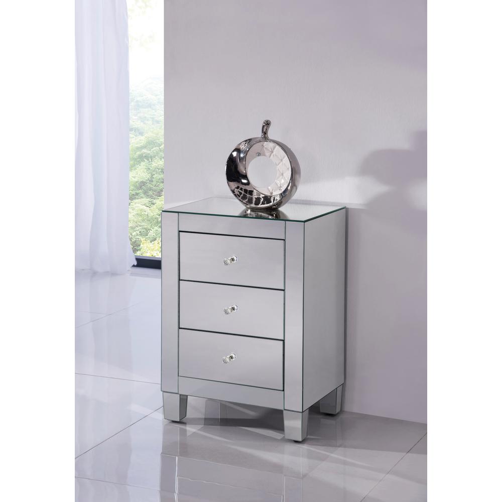 3 Drawers Cabinet 17-3/4 In. X 13 In. X 25 In. In Clear Mirror. Picture 2