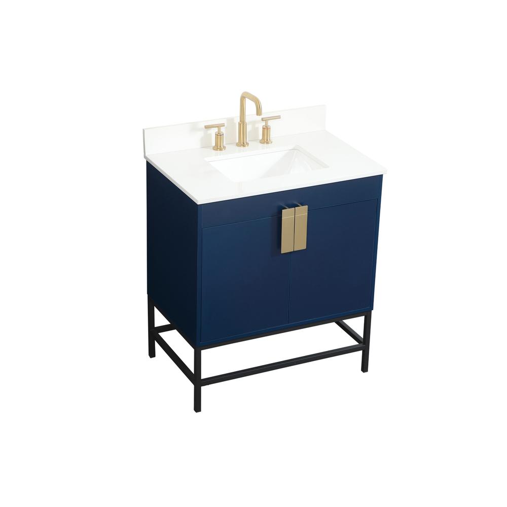 30 Inch Single Bathroom Vanity In Blue With Backsplash. Picture 8