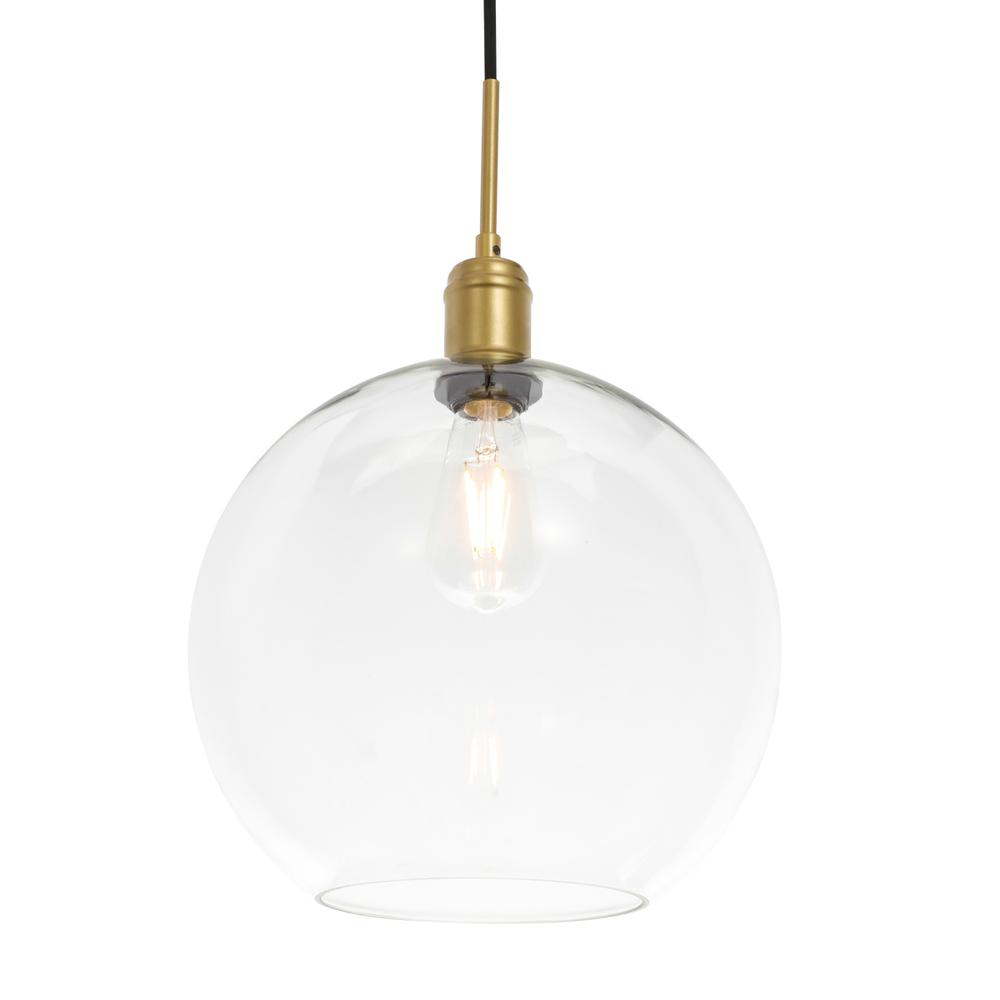 Emett 1 Light Brass And Clear Glass Pendant. Picture 6