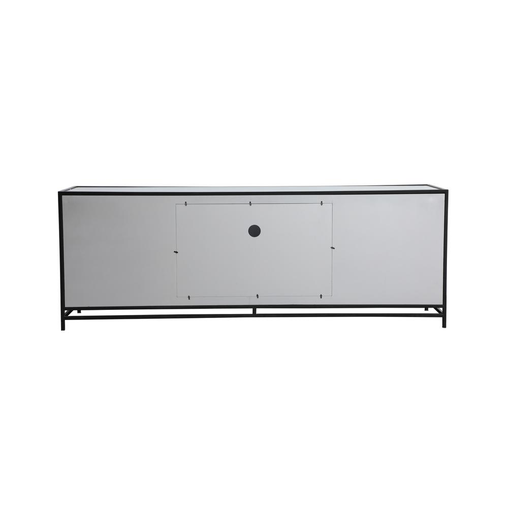 James 72 In. Mirrored Tv Stand With Wood Fireplace In Black. Picture 12