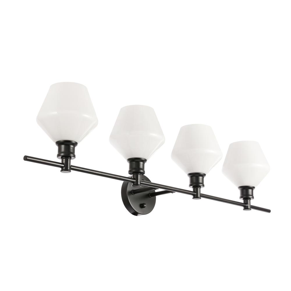 Gene 4 Light Black And Frosted White Glass Wall Sconce. Picture 8
