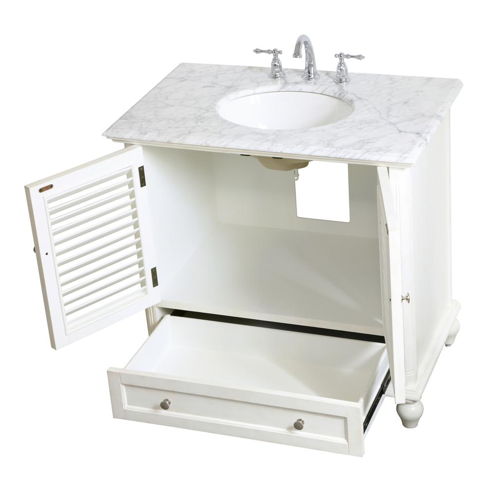 36 Inch Single Bathroom Vanity In Antique White. Picture 8