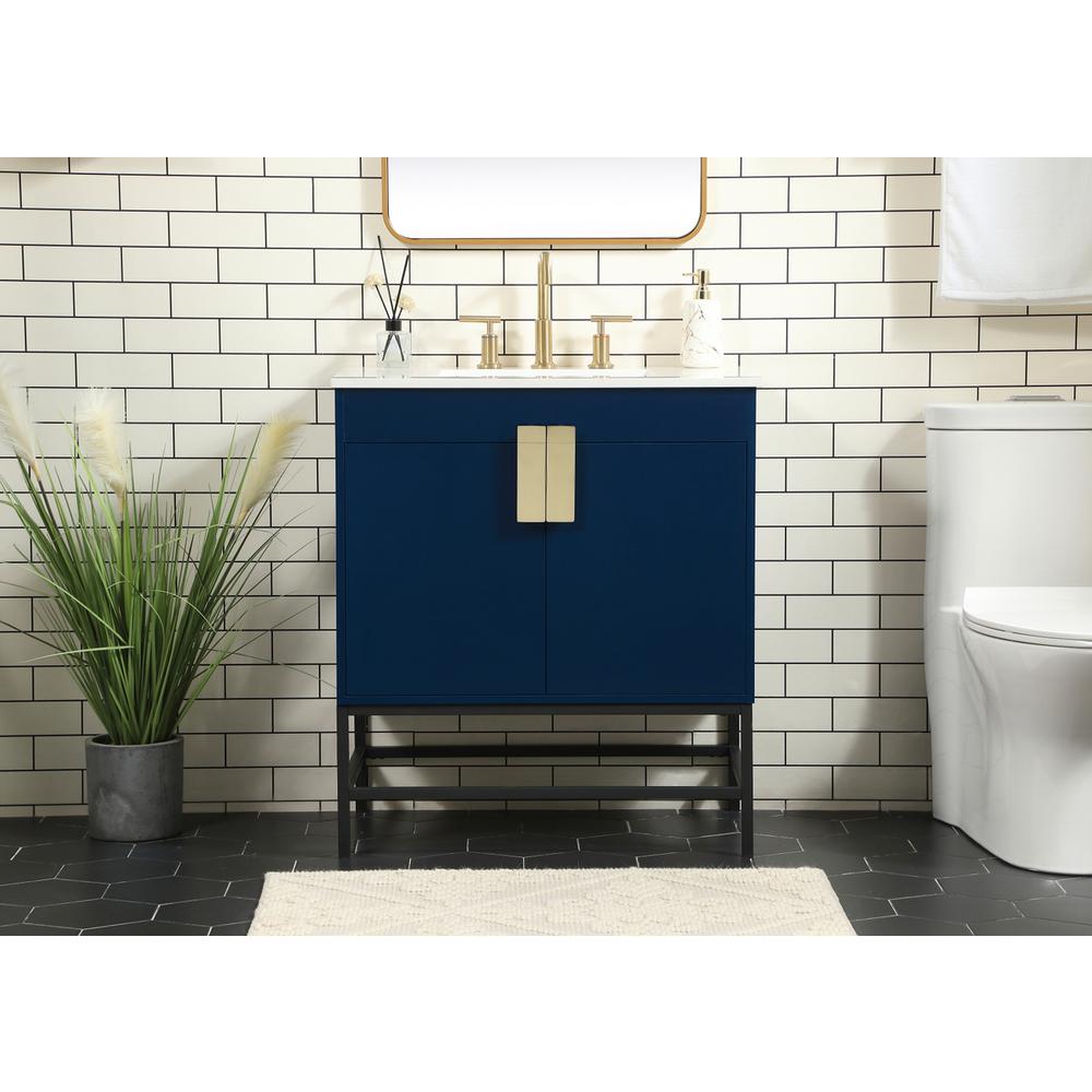 30 inch Single bathroom vanity in blue. Picture 14