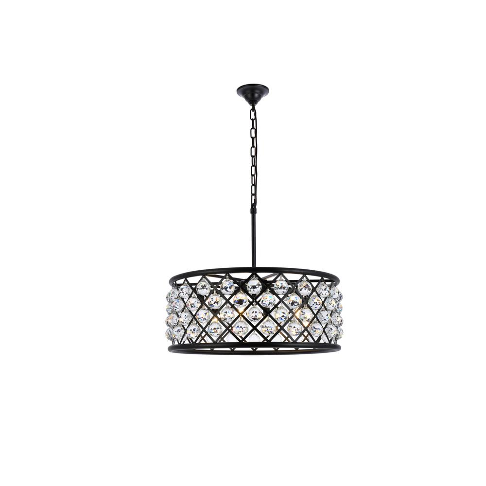 Madison 6 Light Matte Black Chandelier Clear Royal Cut Crystal. Picture 1