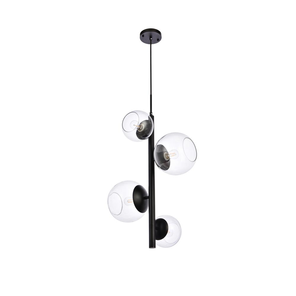 Wells 18 Inch Pendant In Black With Clear Shade. Picture 6