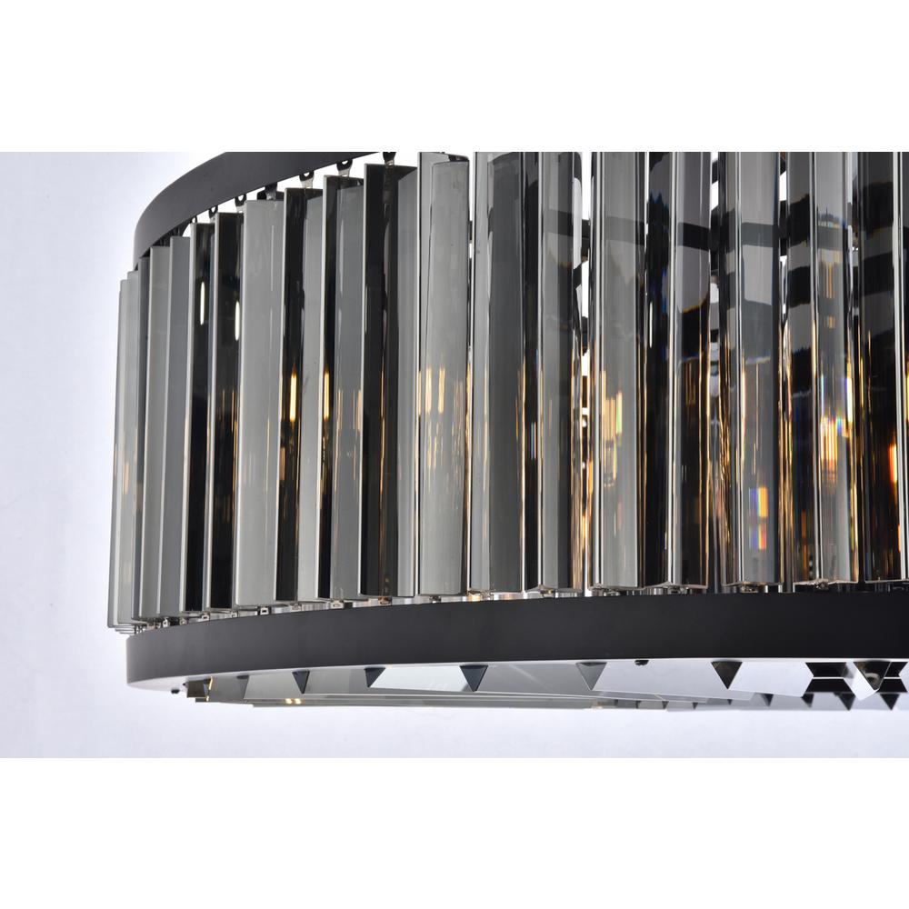 Chelsea 10 Light Matte Black Chandelier Silver Shade (Grey) Royal Cut Crystal. Picture 5