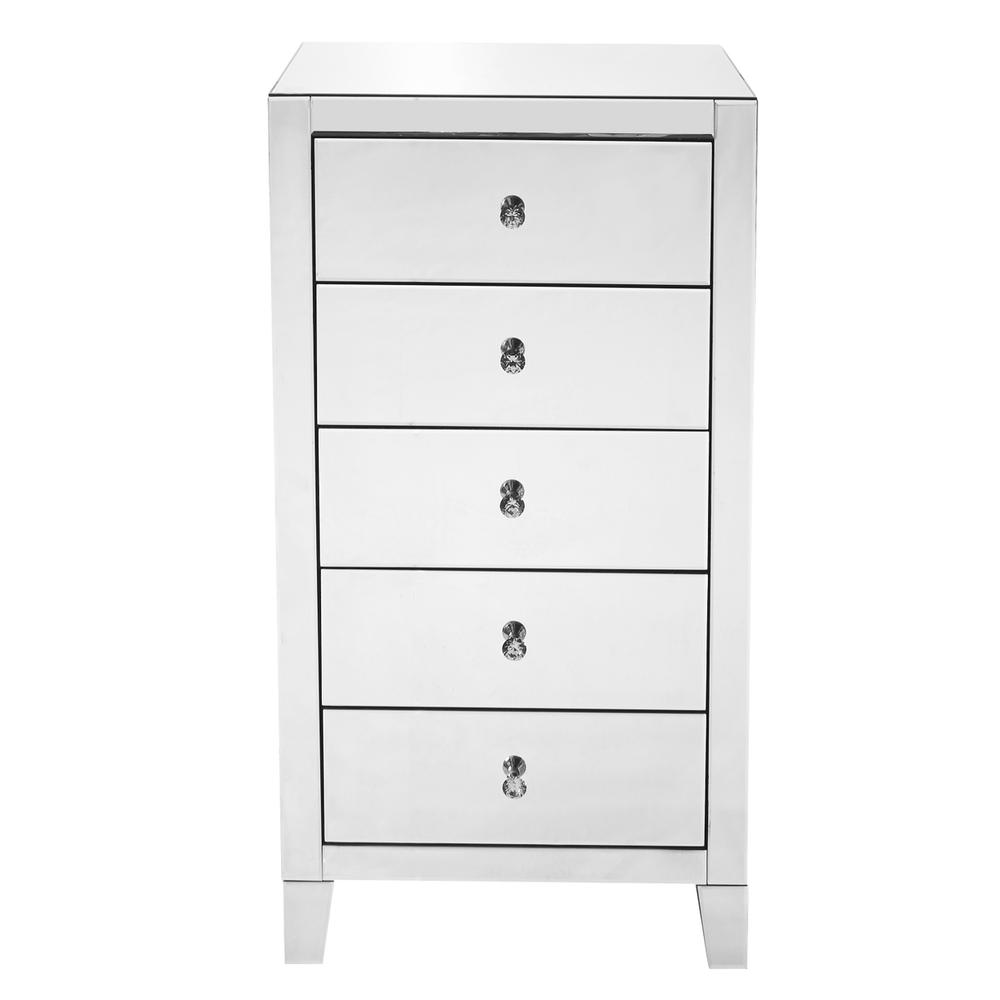 5 Drawer Chest 24 In X 18 In X 45 In.In Clear Mirror. Picture 1