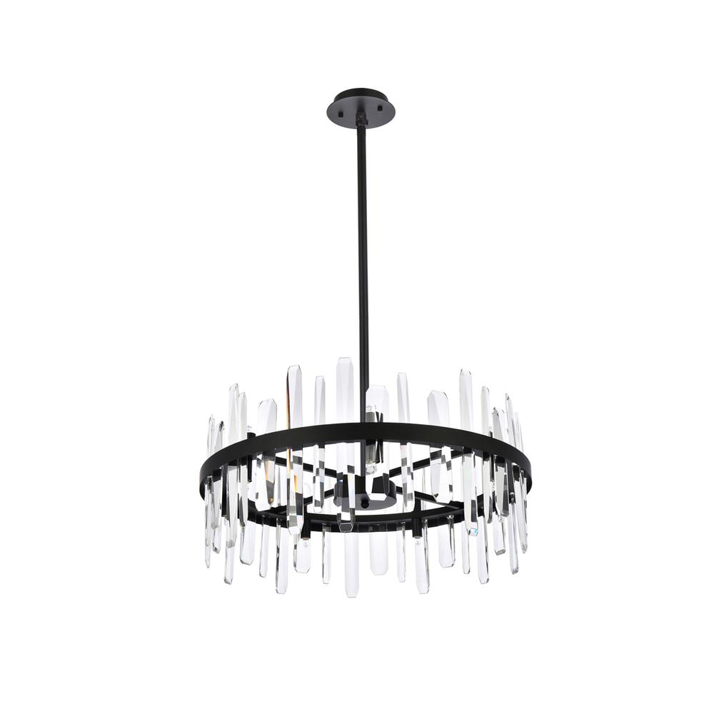 Serena 25 Inch Crystal Round Pendant In Black. Picture 6